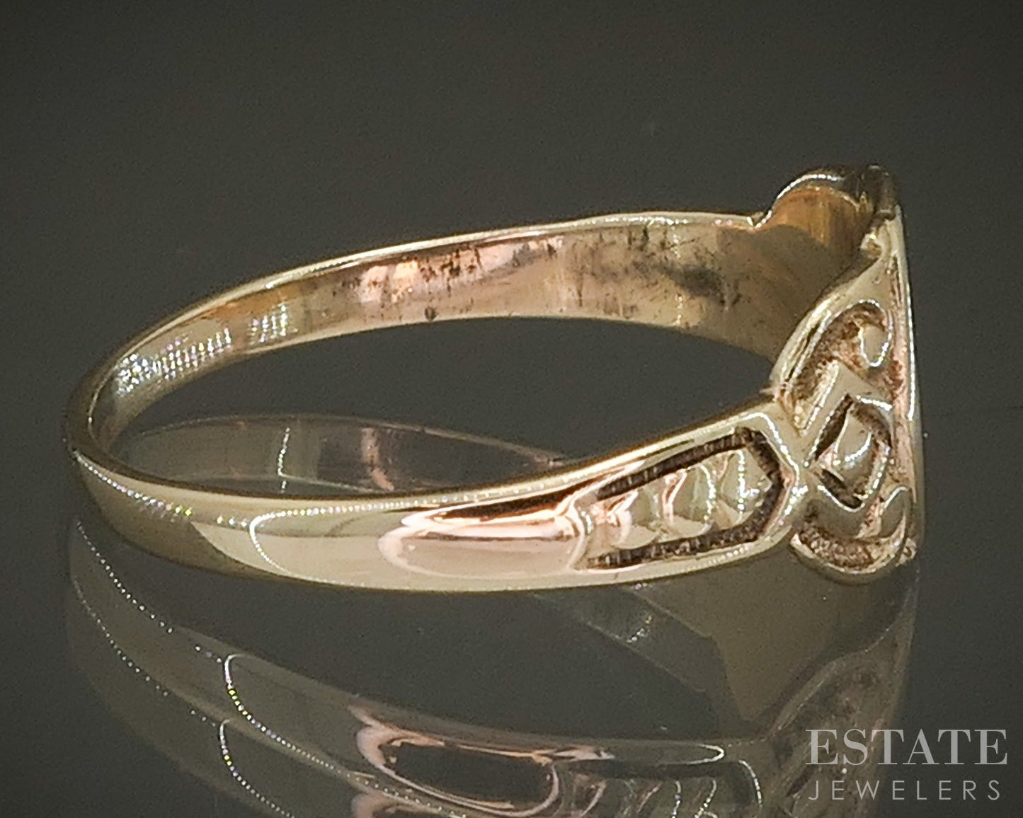 Antique Victorian 10k Yellow Gold Ladies Signet Band Ring 1.7g p27318