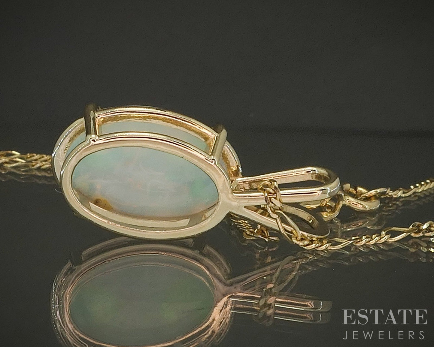 14k Yellow Gold Oval Natural Opal Ladies Necklace 6g 20"L p27842b