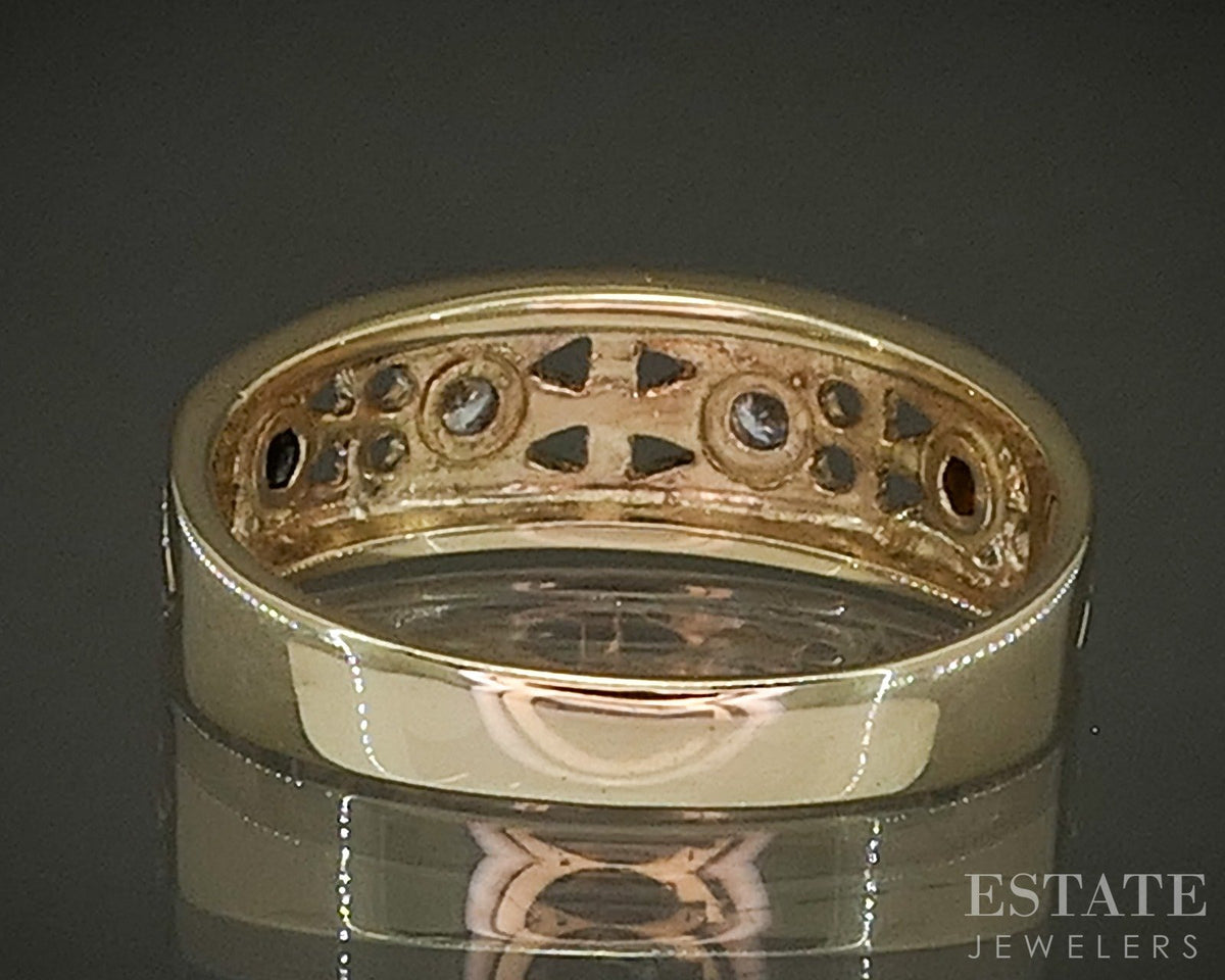 14k Yellow Gold Natural Garnet & Diamond Ladies Band Ring 3.2g p27086b