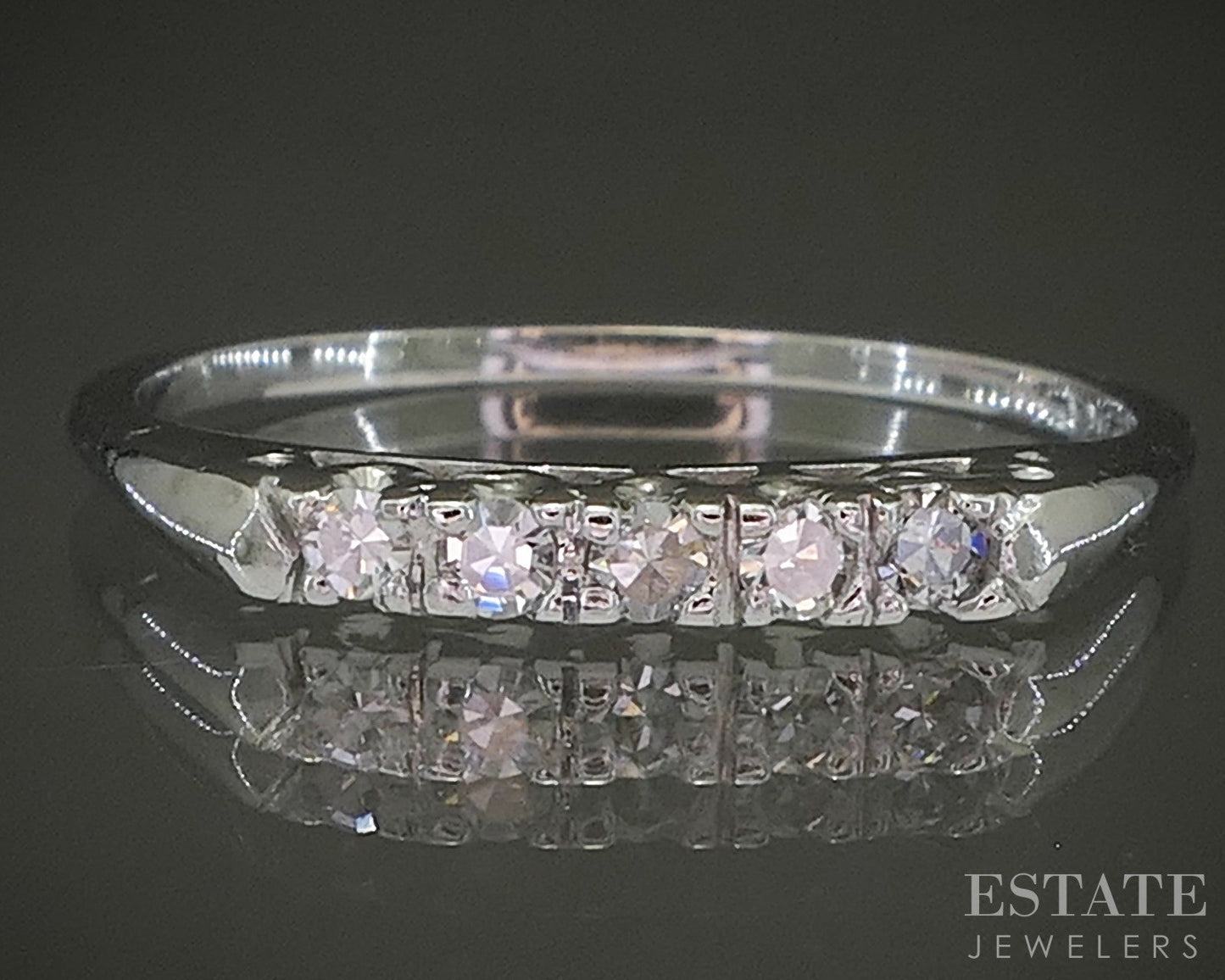 Vintage 18k White Gold Natural .10ctw Diamond Ladies Wedding Band 1.6g p27356b