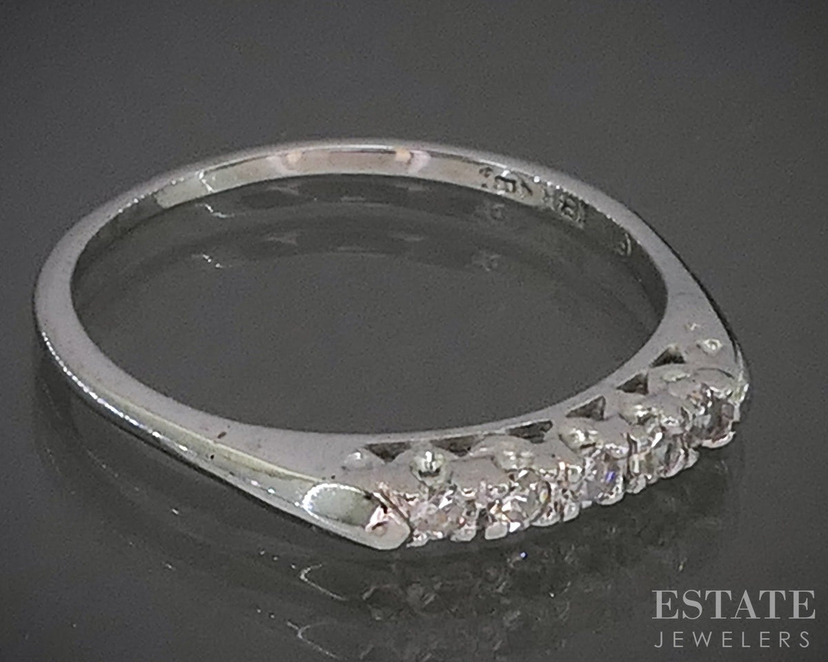 Vintage 18k White Gold Natural .10ctw Diamond Ladies Wedding Band 1.6g p27356b