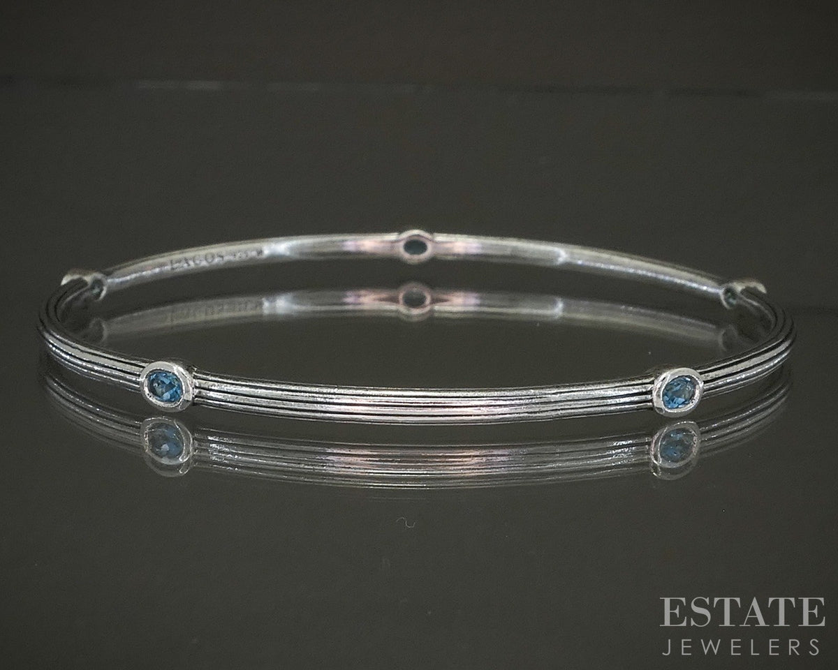 Sterling Silver LAGOS Blue Topaz Ladies Bangle Bracelet 13.6g p27702