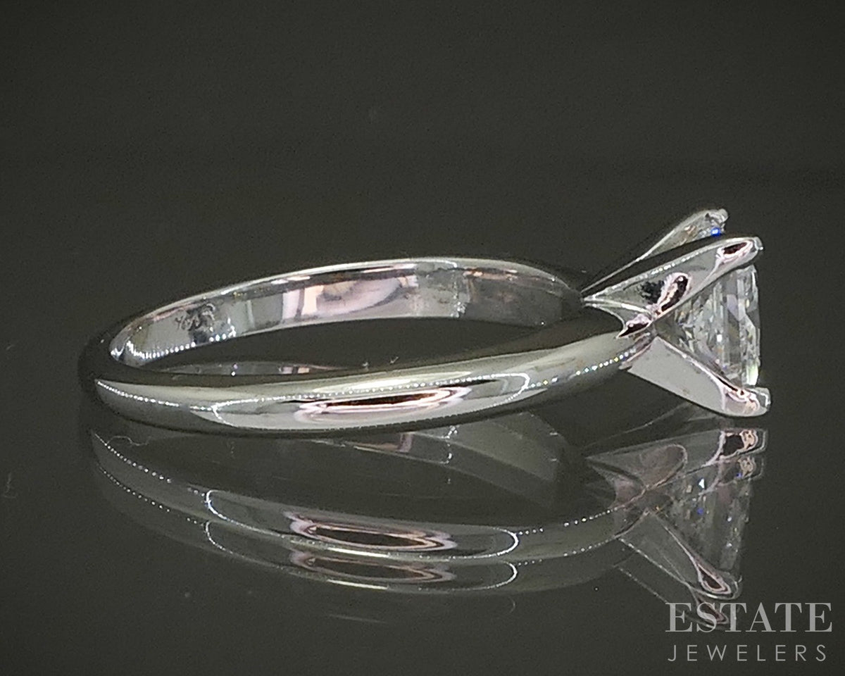 14k White Gold GCAL Princess Lab Created 1.04ct Diamond Solitaire Ring p28194
