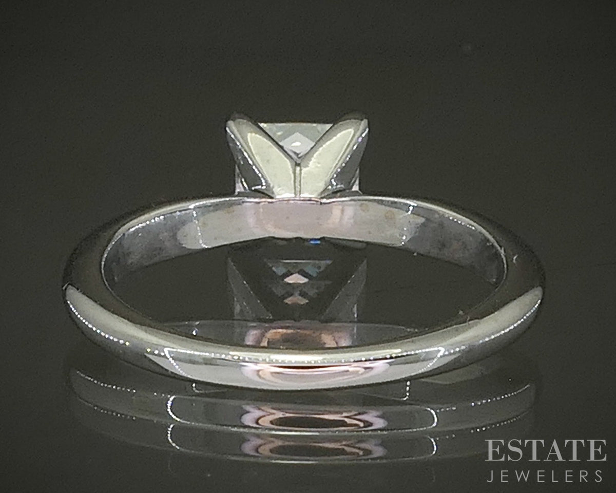 14k White Gold GCAL Princess Lab Created 1.04ct Diamond Solitaire Ring p28194