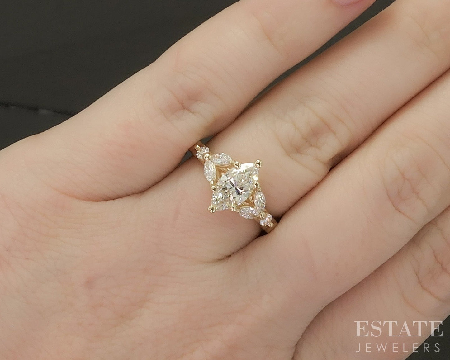14k Yellow Gold GIA Marquise Natural 1.34ctw Diamond Engagement Ring 3.4g p28792