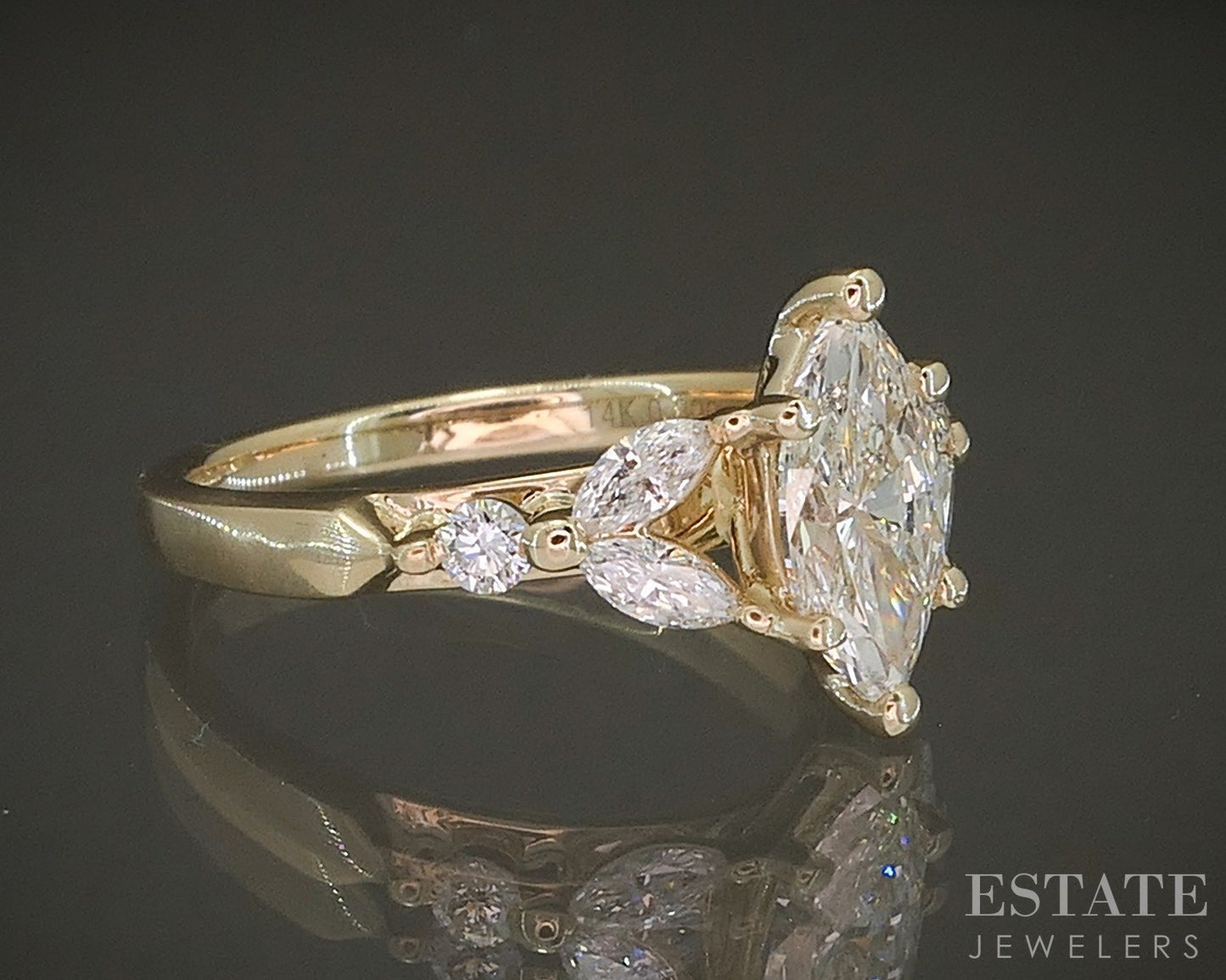 14k Yellow Gold GIA Marquise Natural 1.34ctw Diamond Engagement Ring 3.4g p28792