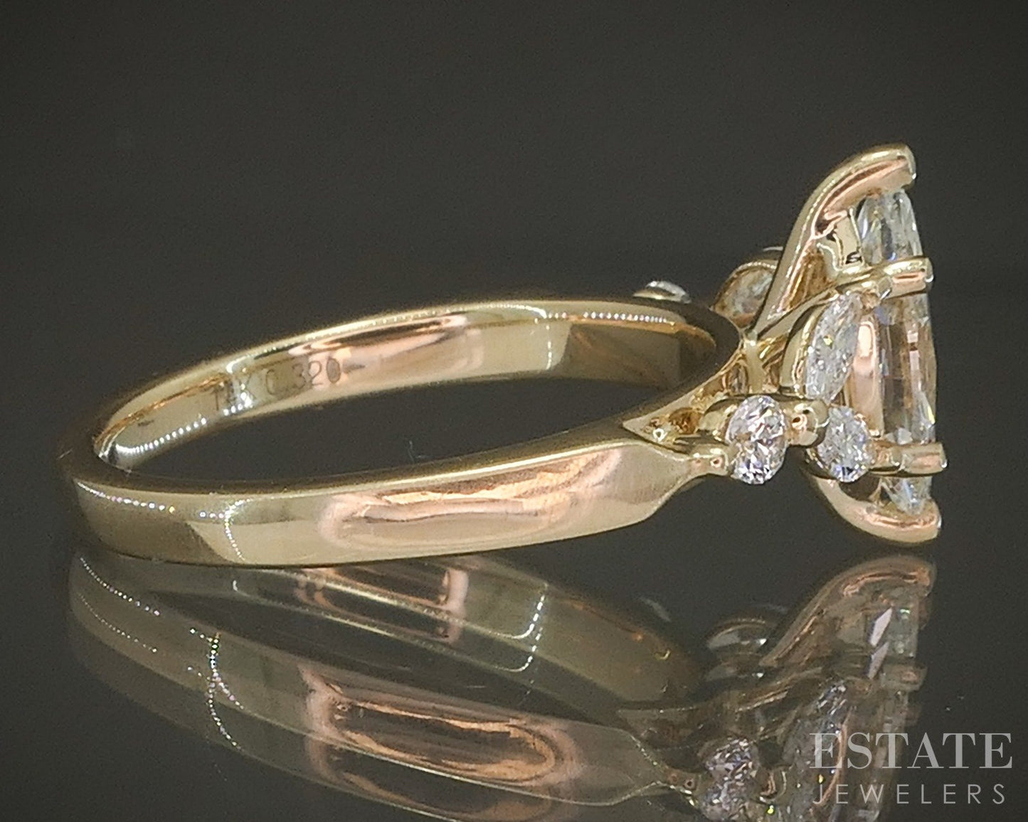 14k Yellow Gold GIA Marquise Natural 1.34ctw Diamond Engagement Ring 3.4g p28792