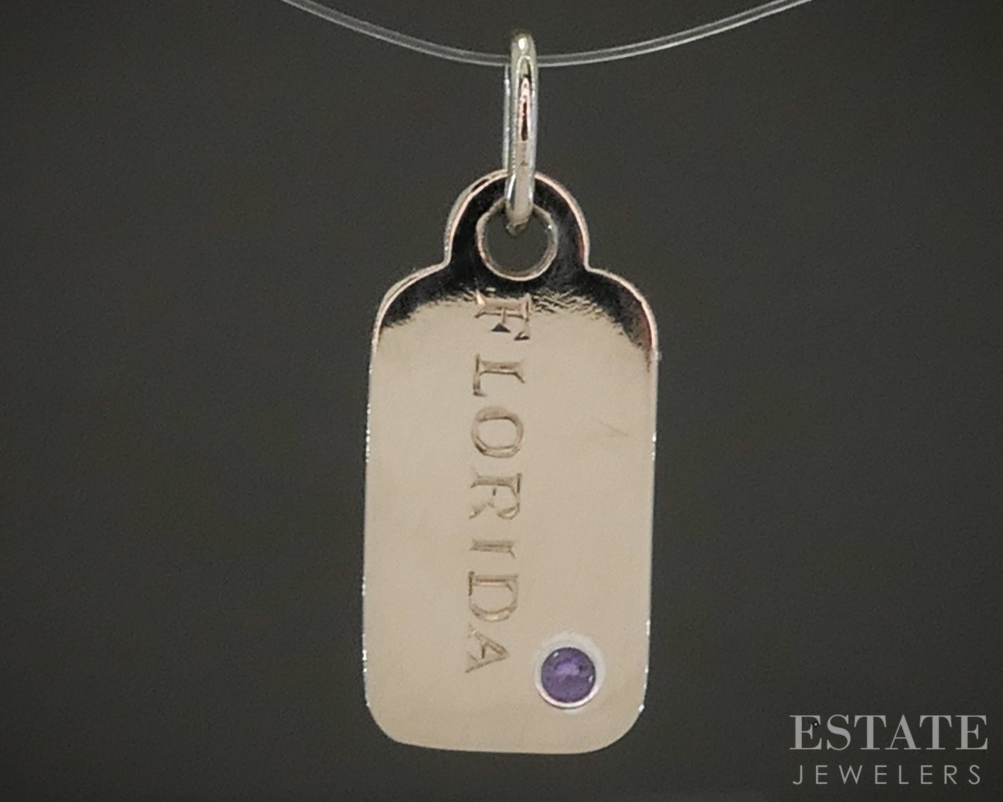18k White Gold Tiffany & Co. Amethyst Florida Tag Charm 2.3g p28287