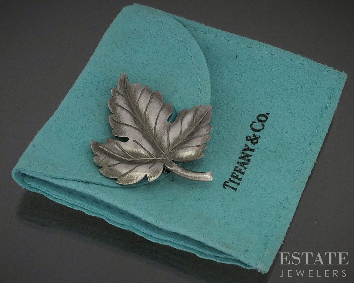 Sterling Silver Tiffany & Co. Maple Leaf Pin Brooch 7.1g p28735