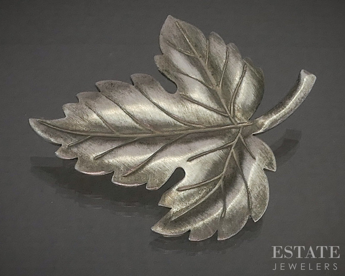 Sterling Silver Tiffany & Co. Maple Leaf Pin Brooch 7.1g p28735