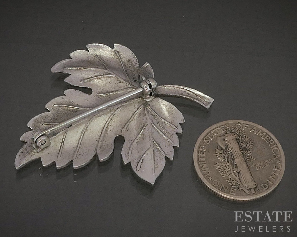 Sterling Silver Tiffany & Co. Maple Leaf Pin Brooch 7.1g p28735
