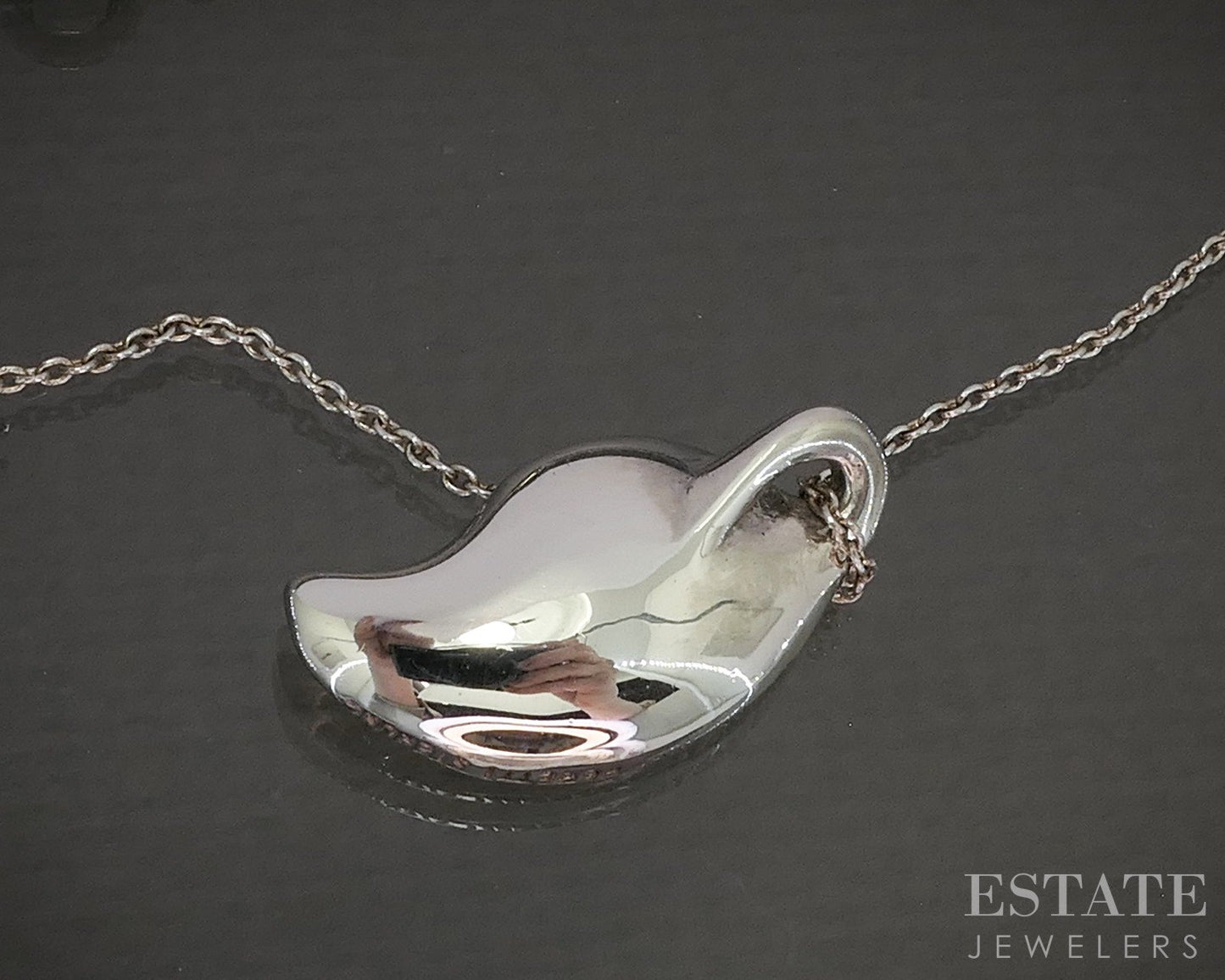 Sterling Silver Tiffany & Co. Elsa Peretti Leaf Necklace 3.5g 15"L p28200