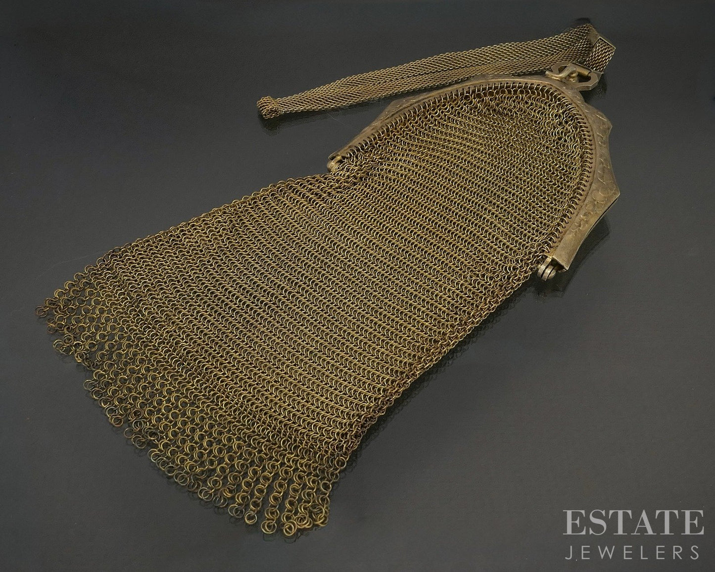 Antique Gold Filled Whiting Davis Chatelain Mesh Chain Flapper Purse 107g p28421