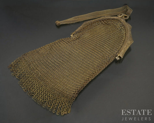 Antique Gold Filled Whiting Davis Chatelain Mesh Chain Flapper Purse 107g p28421