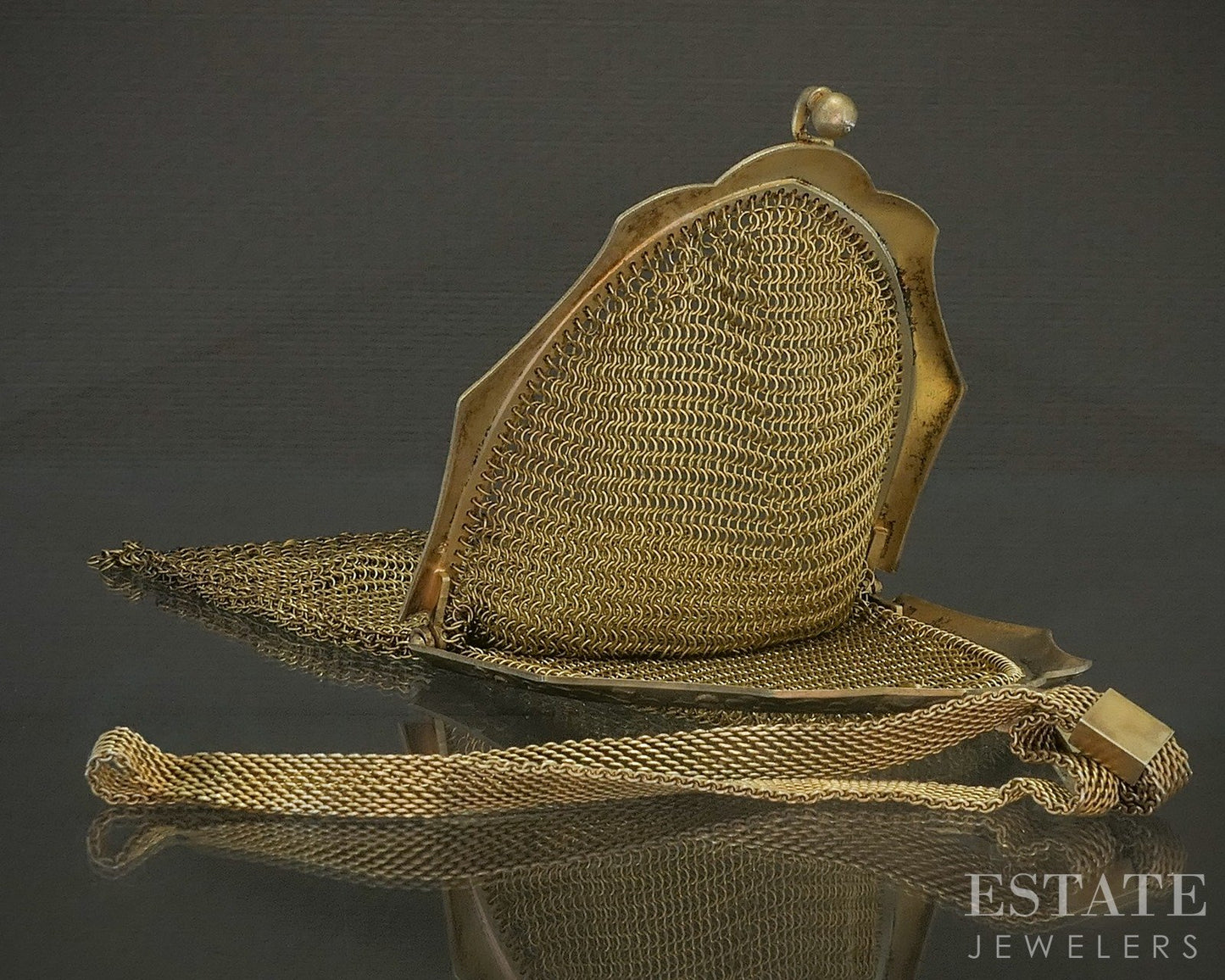 Antique Gold Filled Whiting Davis Chatelain Mesh Chain Flapper Purse 107g p28421