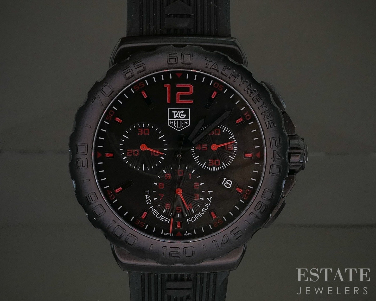 Tag Heuer Formula 1 Chronograph CAU111A Black Rubber Mens Watch p28034