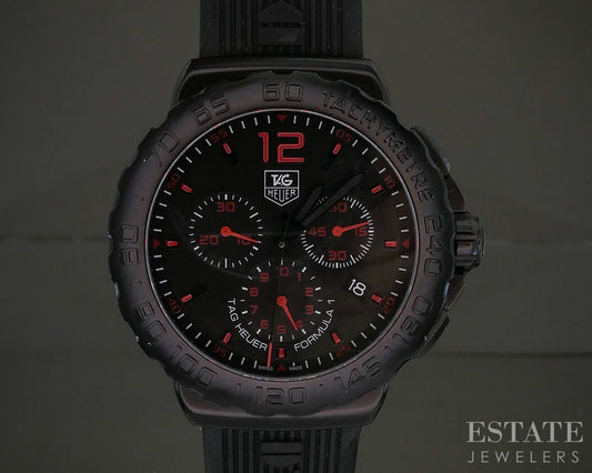 Tag Heuer Formula 1 Chronograph CAU111A Black Rubber Mens Watch p28034