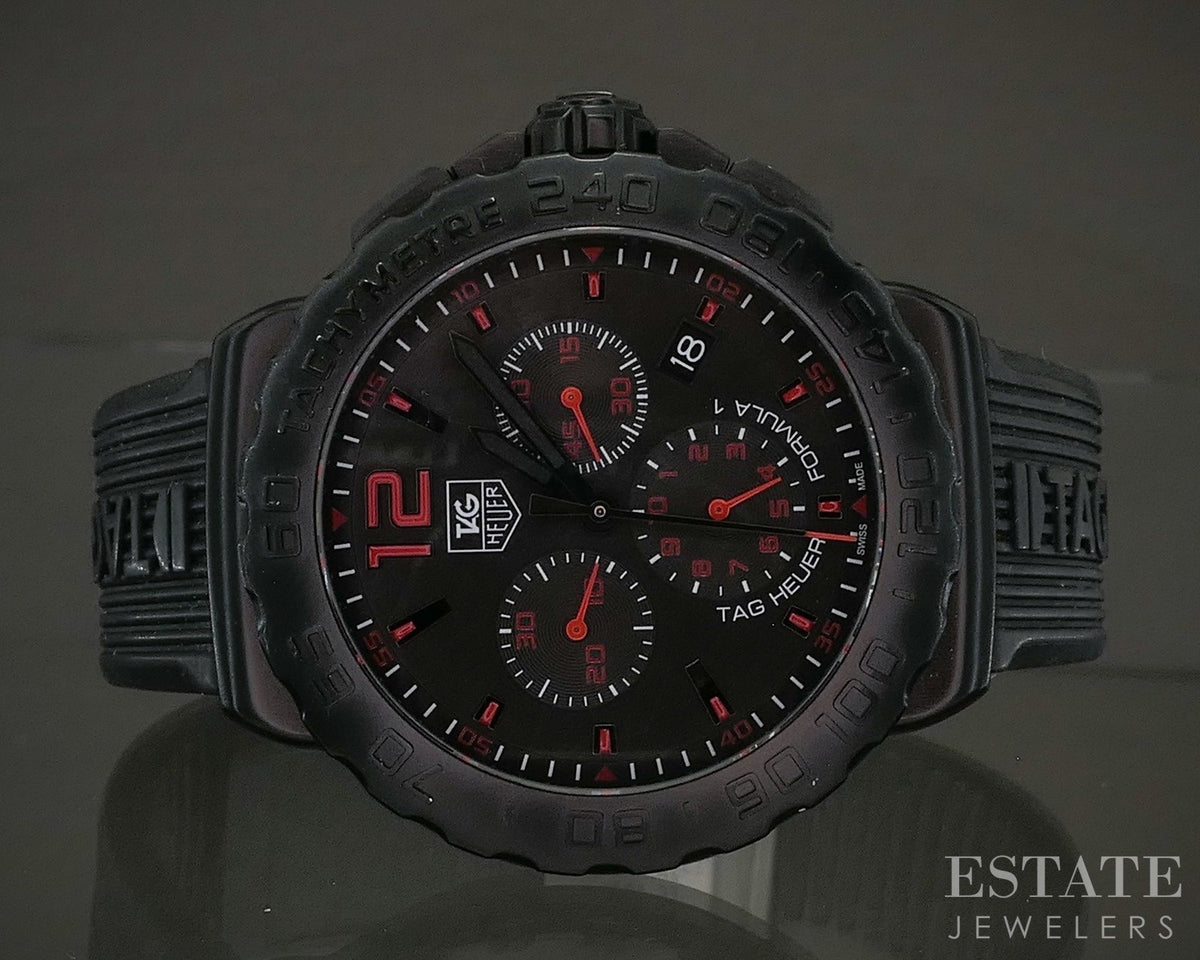 Tag Heuer Formula 1 Chronograph CAU111A Black Rubber Mens Watch p28034