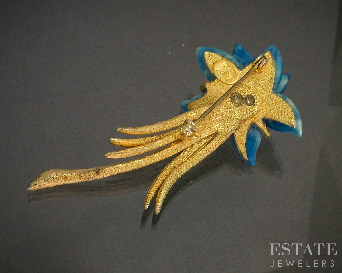 Vintage Hattie Carnegie Art Glass & Rhinestone Flower Pin Brooch p29560