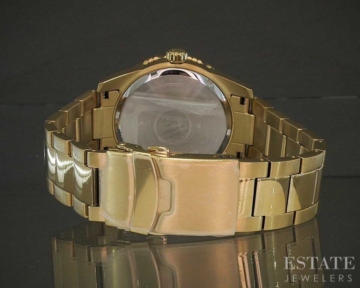Bulova Gold Tone 98b375 Black Divers Style Stainless Mens Watch p28917
