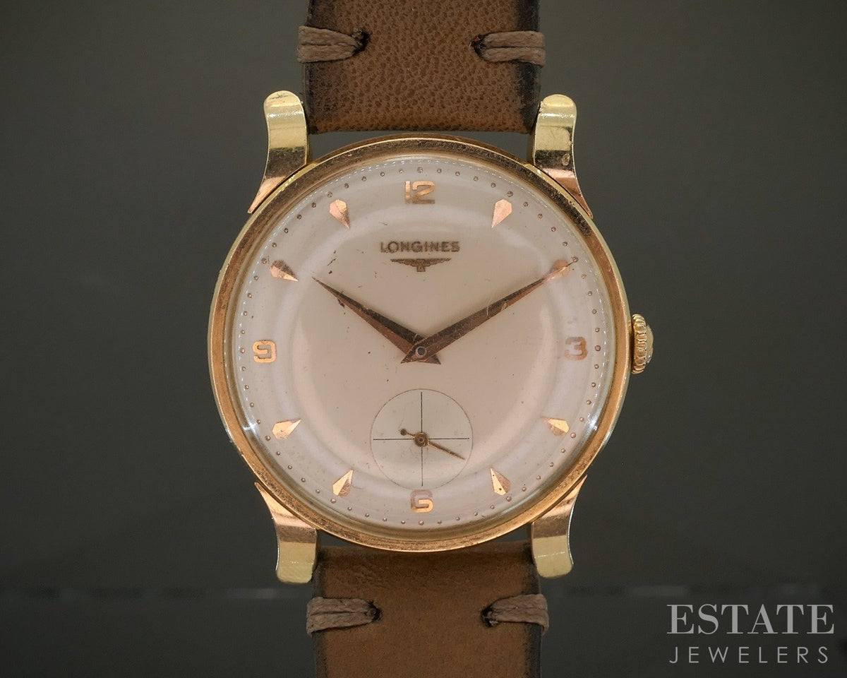 1955 Longines 18k Yellow Gold Ref. 6693 Pie Pan Cal. 30L Mens Watch p28406