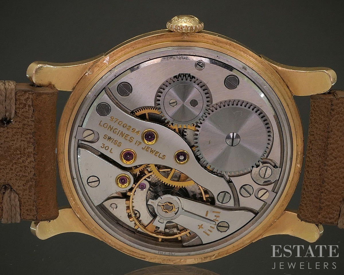 1955 Longines 18k Yellow Gold Ref. 6693 Pie Pan Cal. 30L Mens Watch p28406