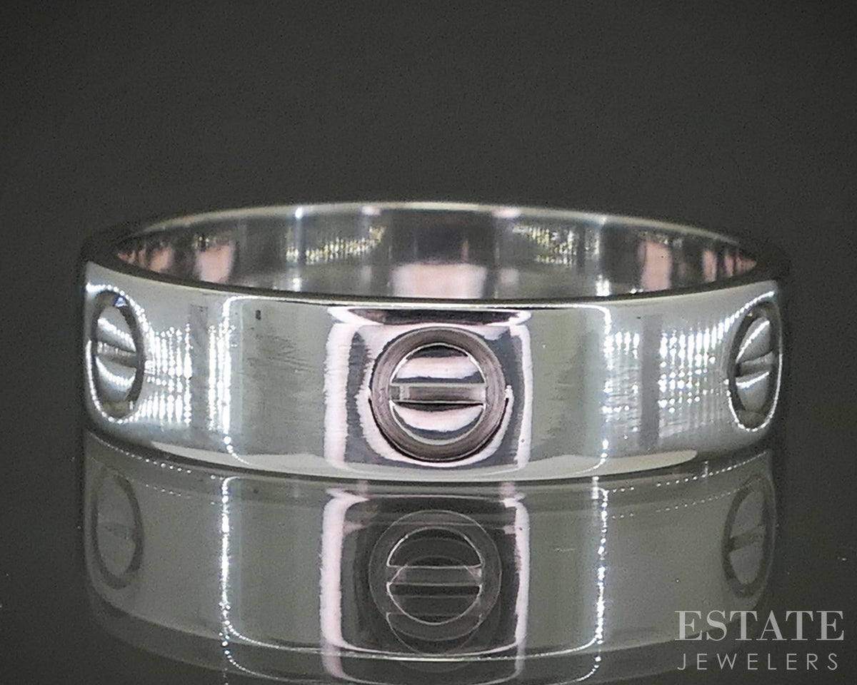 18k White Gold 5.5mm Cartier Love Mens Wedding Band Ring 7.4g p27615