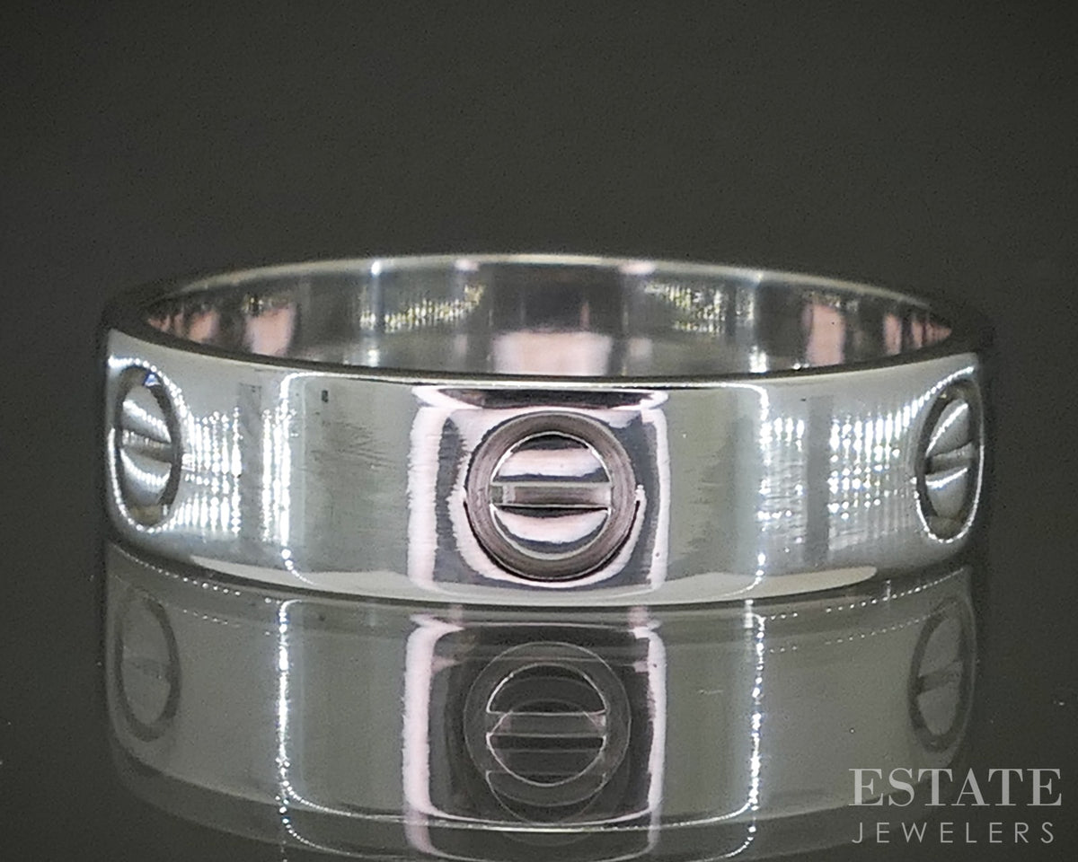 18k White Gold 5.5mm Cartier Love Mens Wedding Band Ring 7.4g p27615