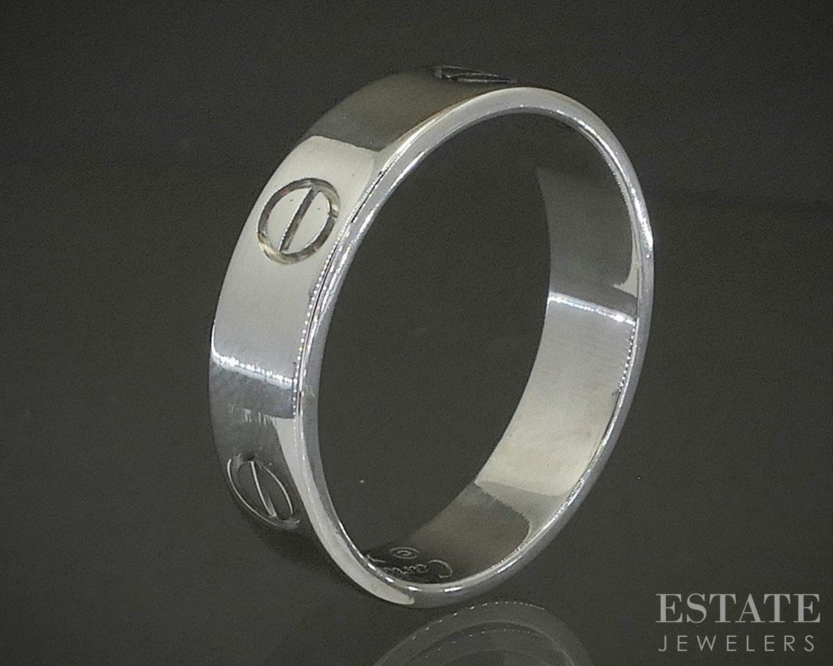 18k White Gold 5.5mm Cartier Love Mens Wedding Band Ring 7.4g p27615