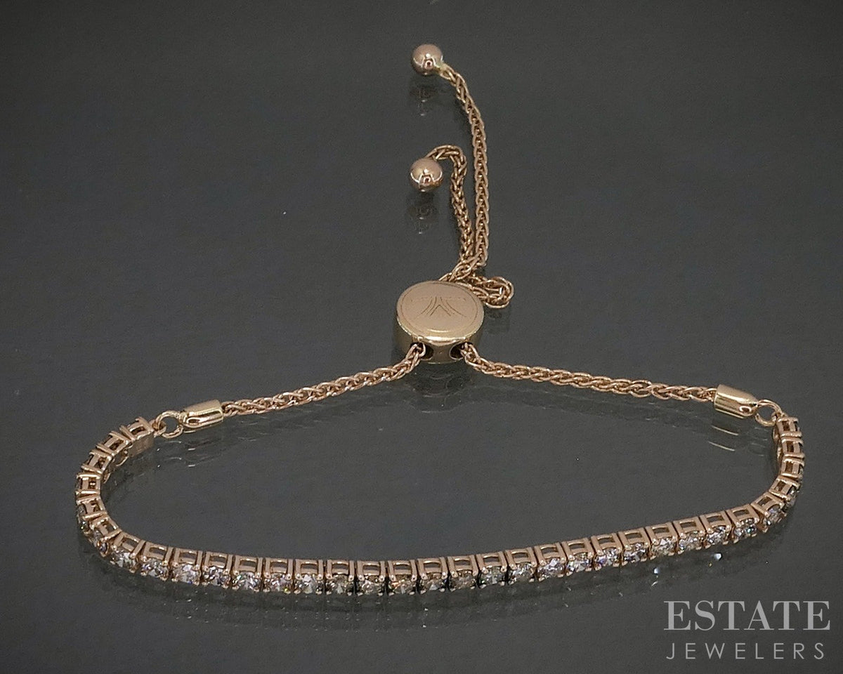 14k Strawberry Gold LeVian Chocolate Diamond Bolo Tennis Bracelet 8.1g p28696