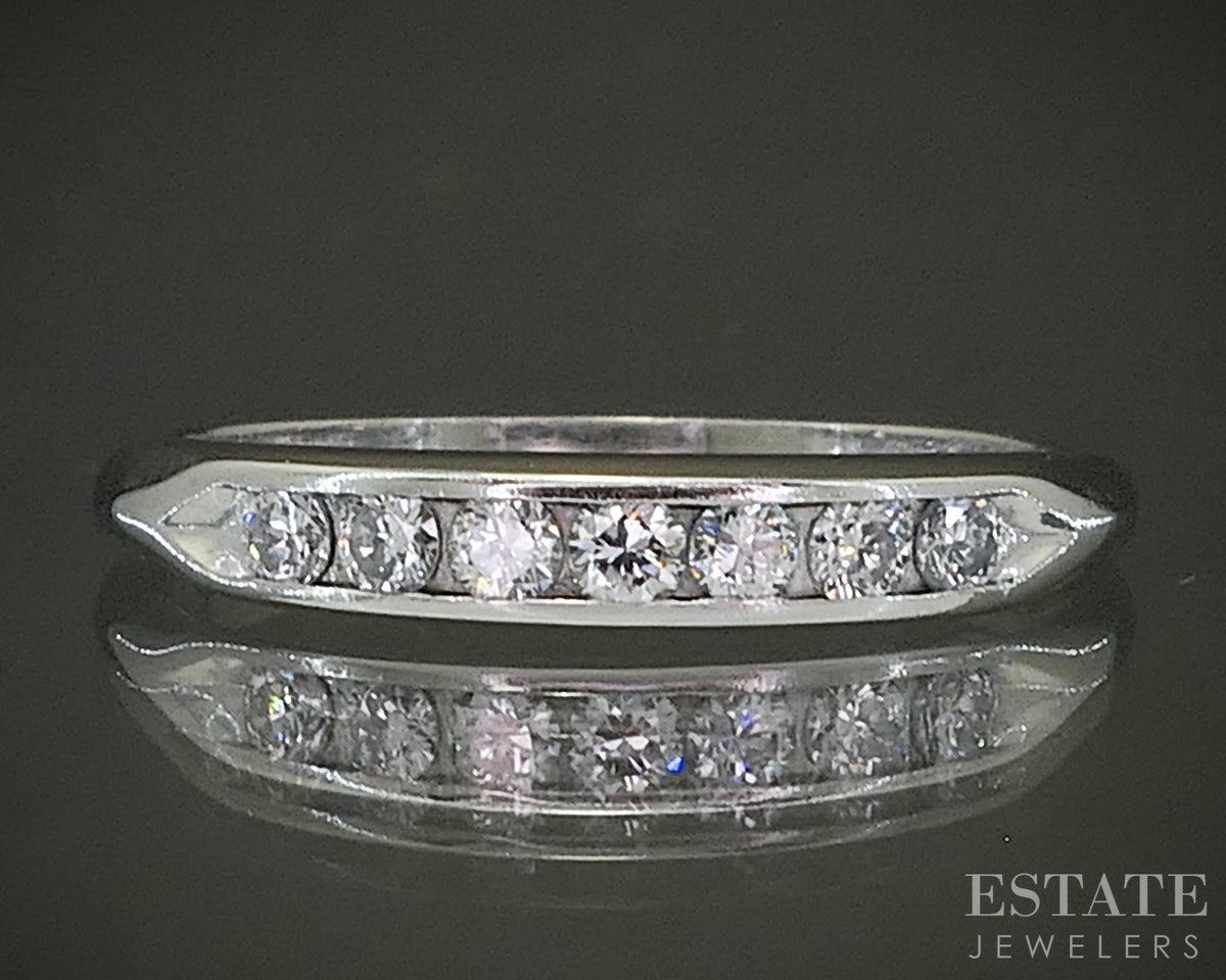Vintage Platinum Round Natural .14ctw Diamond Ladies Wedding Band 2.8g p28579