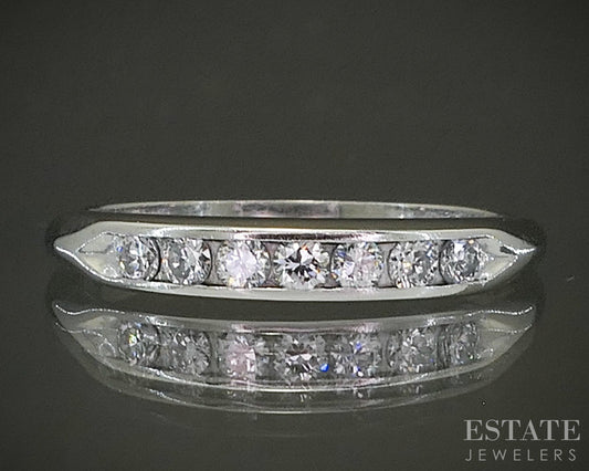 Vintage Platinum Round Natural .14ctw Diamond Ladies Wedding Band 2.8g p28579