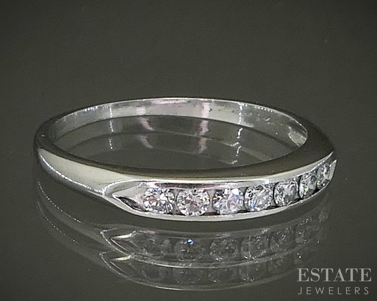 Vintage Platinum Round Natural .14ctw Diamond Ladies Wedding Band 2.8g p28579