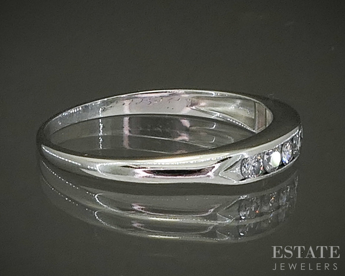 Vintage Platinum Round Natural .14ctw Diamond Ladies Wedding Band 2.8g p28579