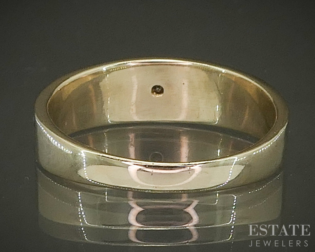 Vintage 14k Yellow Gold Natural Diamond Enameled Band 3.4g p28121
