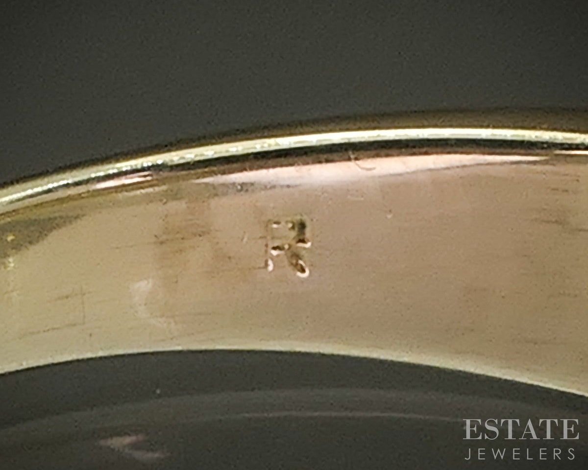 Vintage 14k Yellow Gold Natural Diamond Enameled Band 3.4g p28121