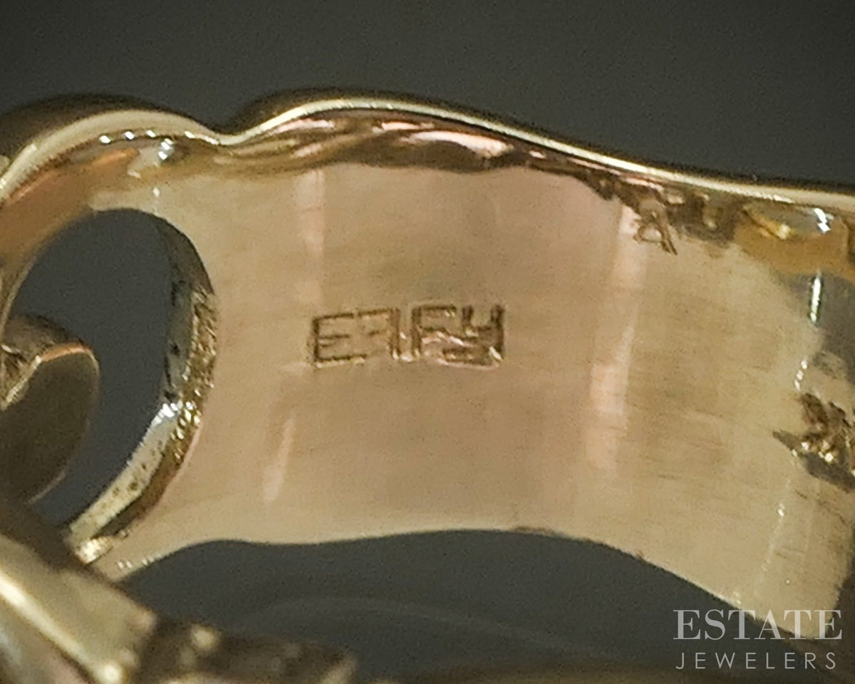 14k Yellow Gold EFFY Natural .42ctw Diamond Open Scroll Band Ring 8.1g p28909