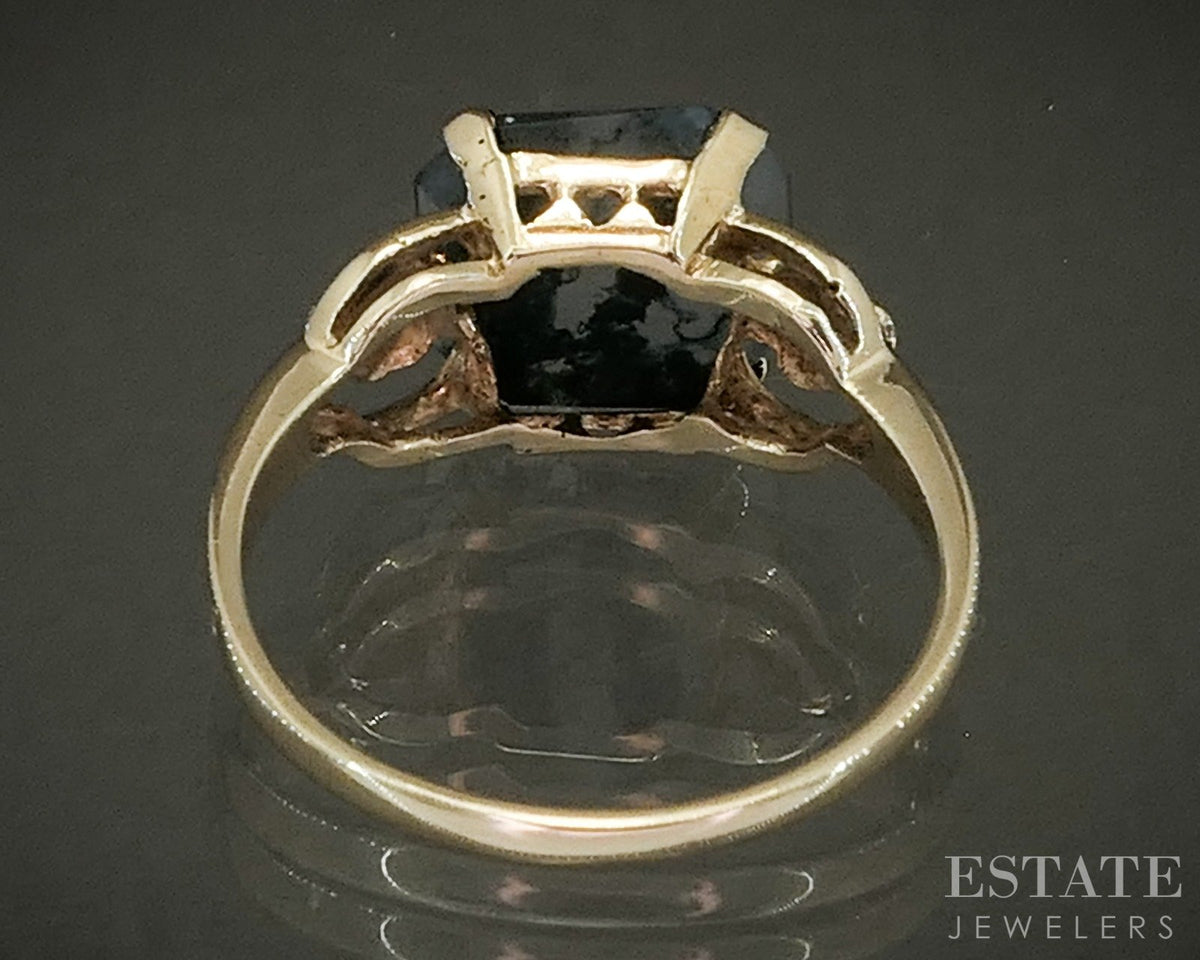 Vintage 10k Yellow Gold Natural Moss Agate Ladies Ring 2.1g p28497