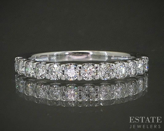 14k White Gold Round Natural .36ctw Diamond Ladies Wedding Band 2.4g p28775