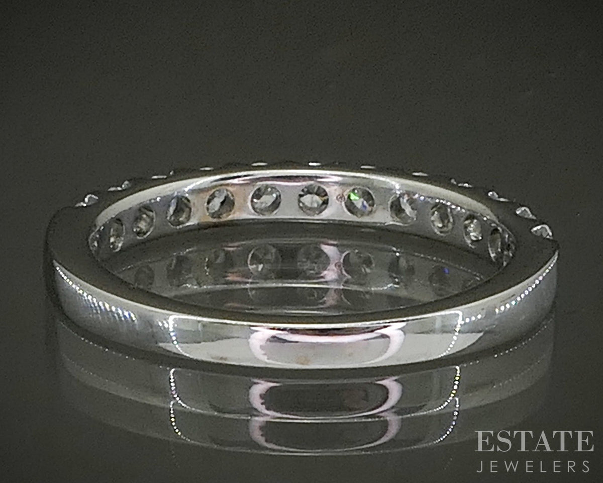 14k White Gold Round Natural .36ctw Diamond Ladies Wedding Band 2.4g p28775