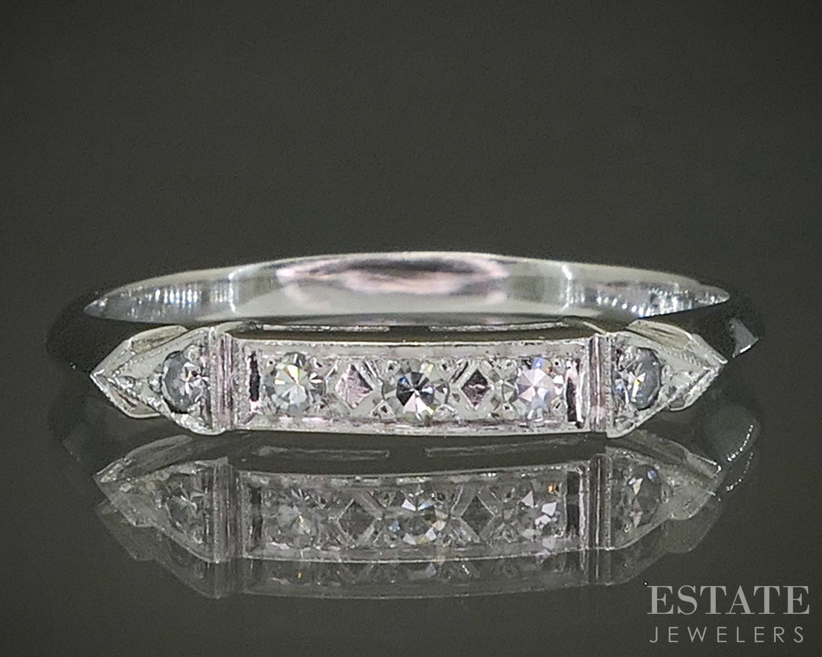 Vintage Platinum Single Cut Natural .07ctw Diamond Ladies Wedding Band 2g p28731