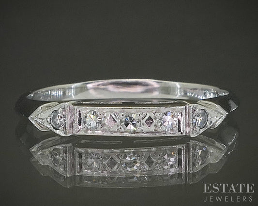 Vintage Platinum Single Cut Natural .07ctw Diamond Ladies Wedding Band 2g p28731