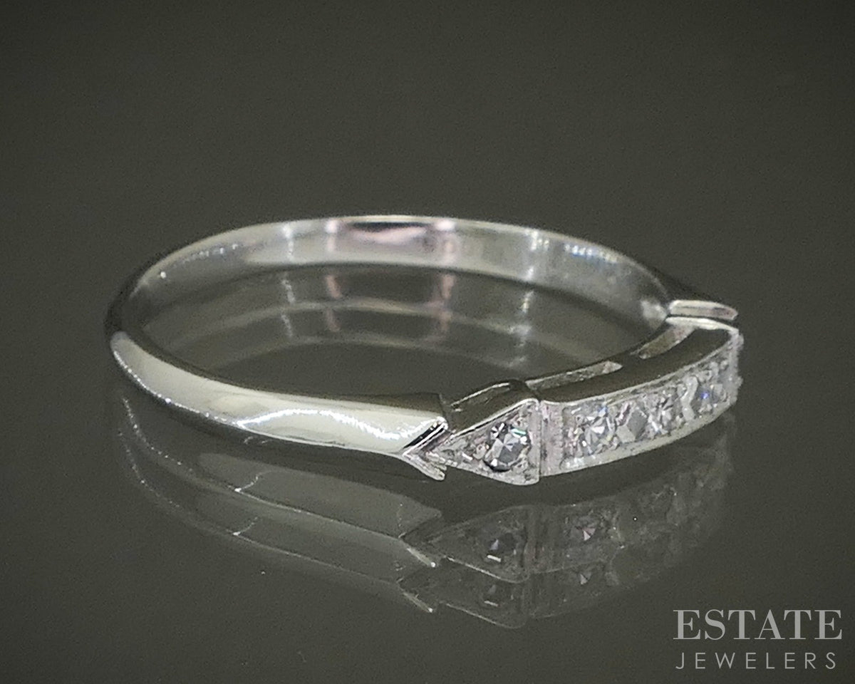 Vintage Platinum Single Cut Natural .07ctw Diamond Ladies Wedding Band 2g p28731