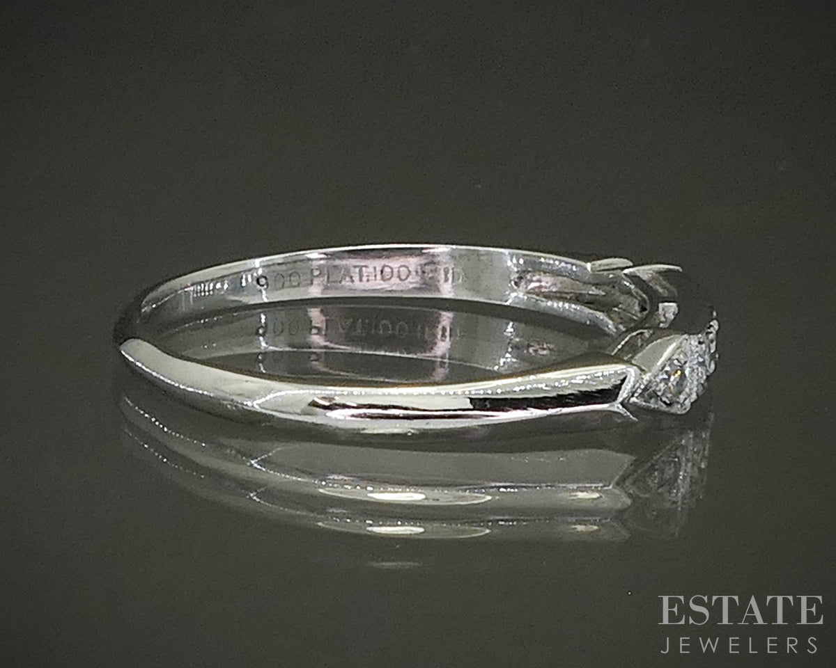 Vintage Platinum Single Cut Natural .07ctw Diamond Ladies Wedding Band 2g p28731