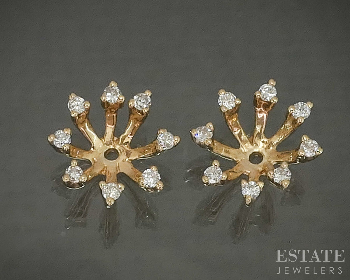 14k Yellow Gold Natural .16ctw Diamond Stud Earring Enhancers 1.3g p28615