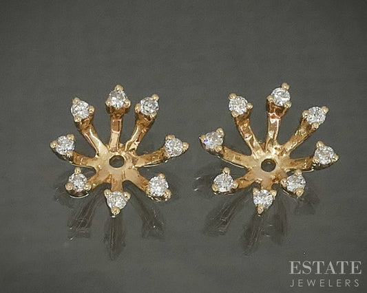 14k Yellow Gold Natural .16ctw Diamond Stud Earring Enhancers 1.3g p28615