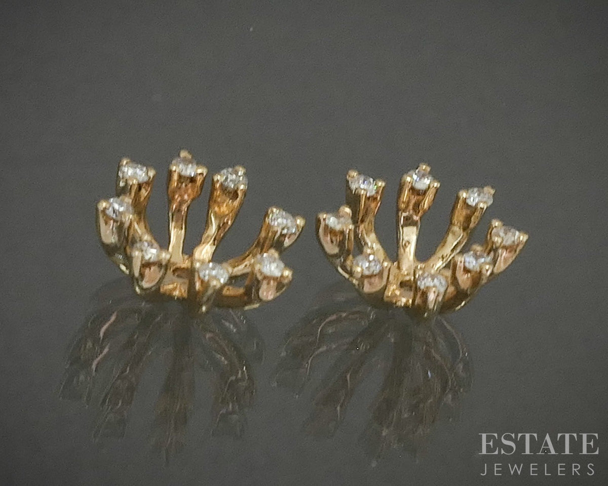 14k Yellow Gold Natural .16ctw Diamond Stud Earring Enhancers 1.3g p28615