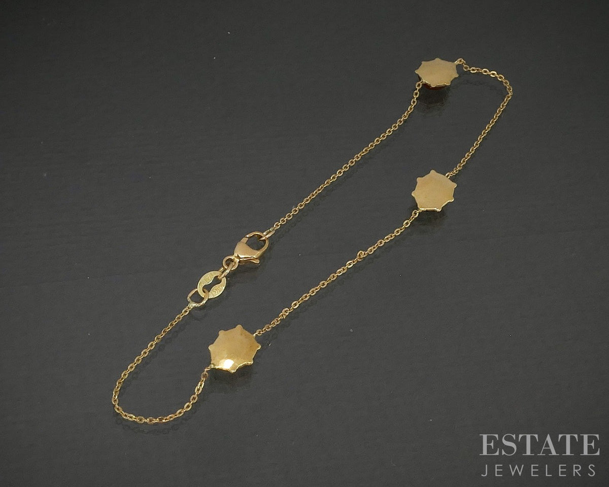18k Yellow Gold Enameled Ladybug Ladies Bracelet 1.3g 7.25"L p28915