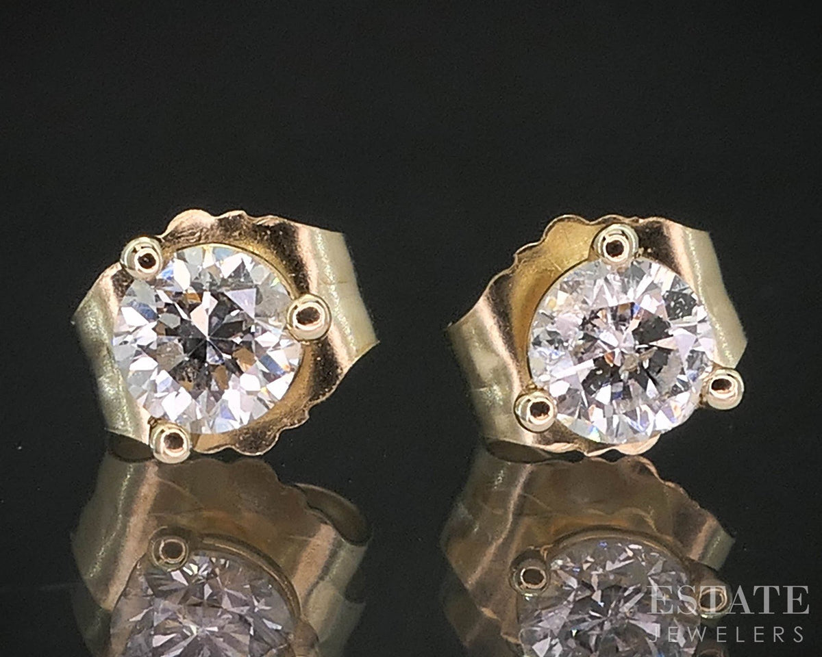 14k Yellow Gold Round Natural .57ctw Diamond Martini Stud Earrings p17294