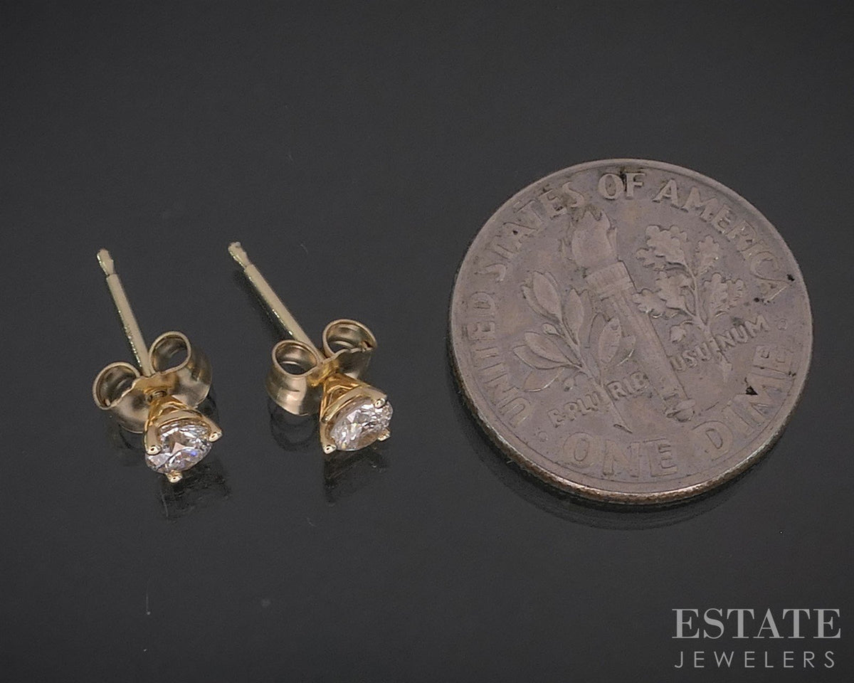 14k Yellow Gold Round Natural .57ctw Diamond Martini Stud Earrings p17294